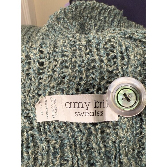Amy Brill Sweater One Size Cardigan Green Button Front Womens - Picture 6 of 6
